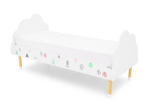 Кровать Stumpa Облако с рисунком Домики розовый, бирюзовый