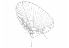 Кресло Ракушка с ротангом белый