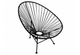 Кресло Ракушка с ротангом чёрный