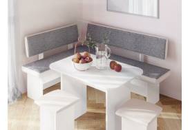 Кухонный уголок Парма Белый, ткань серая