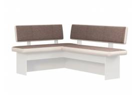 Кухонный уголок Парма Белый, ткань коричневая