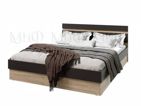 Кровать Ким 1600 с ПМ Ким Графит софт, сонома