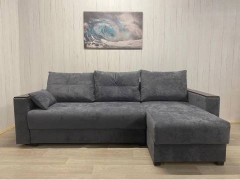 Диван Комфорт-3 ПБ+МДФ Тик-Так велюр Sensey steel grey