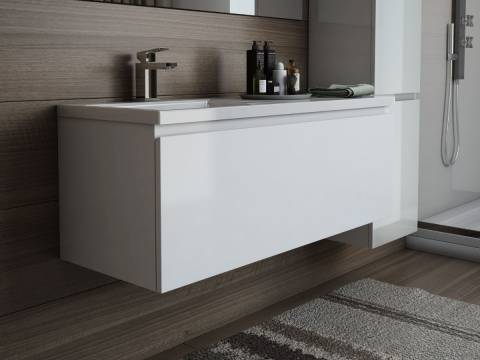 Тумба с раковиной слева Dallas Luxe 1400 навесная 1 длинный ящик