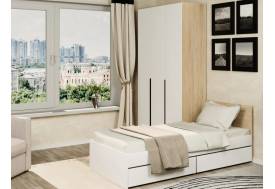 Кровать Монблан Kids с ящиками 80х200 см Белый Шагрень-Дуб сонома